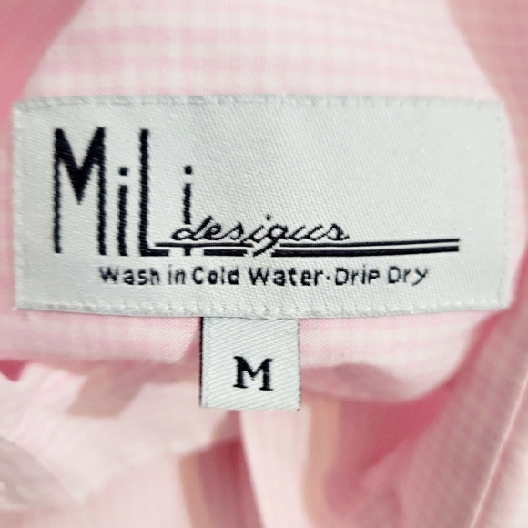 Mili Designs Pink Gingham Flamingo Beaded Button Down Shirt Women’s Size  Medium - Picture 14 of 14
